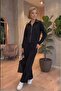 Women's Modal Fabric Pocketed Stand Collar Zippered Long Sleeve Modal Two-Piece Set Black - 2