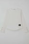 Girl's Long Sleeve T-Shirt with Heart Embroidered Sleeves and Button Accessory Detail, Ages 9-14, Ecru
