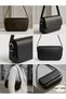 Women's Faux Leather Baguette Bag with Strap Detail, Black - 3