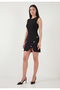Crew Neck Mini Slit Detailed Graduation Dress Dress 6525717 - 5