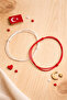 Red and White Slide Lock Knitted Rope Macrame Fan Bracelet - 7