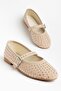 Women's Babet Beige Suede Stone-Embellished Baretli - 3