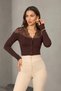 Lace Detailed V-Neck Buttoned Long Sleeve Women's Blouse Cardigan Stretchy Fabric Stylish /Office and Daily Use - 2