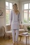 New Season Gray Polka Dot Lace Summer Special Design 100% Cotton Maternity Dressing Gown Pajama Set - 6