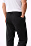 Men's Linen Pocket Trousers with Elastic Waist, Lace-Up Front, Zipper - Black - 3