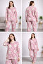 Women's Buttoned High-Neck Pajama Set Pink Deer Patterned 4-Season Tracksuit Set - 5