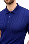 Men's Summer Knitwear T-Shirt Short Sleeve Polo Collar Buttoned T-Shirt - Navy Blue - 4