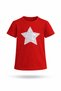 Girls' Red Star Patterned T-Shirt White Shorts Skirt Set School Holiday Event 5-13 Years - 3