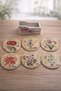 Decorative Flower Patterned Coasters Set of 6 Wooden Look Round Model 2 Supla 11 cm - 2