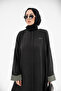 Sare Cupra Biyeli Sleeve Folded Ferace – Black - Khaki - 3