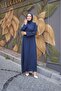Alin Stone Embellished Robe Navy Blue - 1005 - 4
