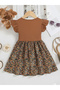 Girls Floral Print Ruffle Sleeve Dress - 2