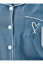 Blue Contrast Piping Shirt and Shorts Set - 3
