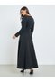 Black Flower Applique A-Line Maxi Dress - 5