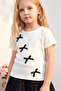 Girl's Top and Bottom Set with Summer Balloon Skirt and Bow Detail in Black - 2