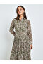 Green Pleated Maxi Dress with Belt - 2