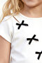 Girl's Top and Bottom Set with Summer Balloon Skirt and Bow Detail in Black - 4