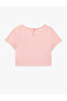 Star Printed Stone Detailed Short Sleeve Crew Neck Crop Blouse - 5