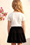 Girl's Top and Bottom Set with Summer Balloon Skirt and Bow Detail in Black - 3