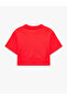 Cotton Printed Crew Neck Short Sleeve Crop T-Shirt - 2