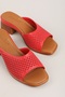 Women's Genuine Leather Short Heeled Daily Slippers Iz.12138 Red - 7
