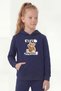 Kangaroo Pocket Hooded Print Detailed Girls' Kangaroo Top - 4
