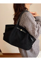 Black Solid Double Strap Shoulder Bag - 6