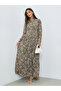 Green Pleated Maxi Dress with Belt