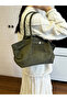 Olive Solid Double Strap Shoulder Bag - 4