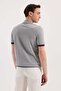 Gray Slim Fit Striped Rayon Polo Collar T-Shirt - 4