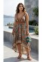 Women's Strappy Asymmetrical Cut Detailed Patterned Single Jersey Dress