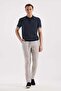 Navy Blue Slim Fit Striped Rayon Polo Collar T-Shirt - 2