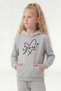 Kangaroo Pocket Hooded Print Detailed Girls' Kangaroo Top - 4