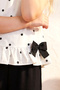 Girl's Top and Bottom Set Summer Sleeveless Bow Detail Polka Dot Ecru - 4