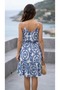 Women's Strappy V-Neck Patterned Mini Summer Dress - 3