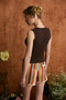 Lescosa women's slim v-neck sleeveless brown blouse - 5