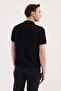 Black Slim Fit Patterned Knitwear Polo Neck T-Shirt - 4