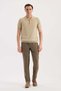 Beige Slim Fit Knitwear Zippered Polo Neck T-Shirt - 2