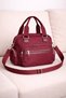 Women's Burgundy Satin Shiny Waterproof Multi-Compartment Hand & Shoulder Bag — Daily Mini Crossbody Bag with Column Strap