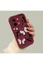 Vivo Y28 Compatible Shockproof Simple Claret Red Silicone Phone Case Butterfly Pattern - 3
