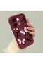 Oppo Reno 14 Pro 5g Compatible Shockproof Simple Claret Red Silicone Phone Case Butterfly Pattern - 3