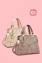 2-Piece Women's Butterfly Hand and Shoulder Bag with Charm Detail