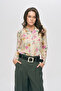 Women's Yellow - Pink Floral Transparent Shirt