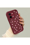 Vivo Y28 Compatible Shockproof Simple Claret Red Silicone Phone Case Flower Pattern - 3