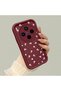 Vivo X300 Compatible Shockproof Simple Claret Red Silicone Phone Case Flower Pattern - 3