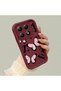 Mi 14t Pro Compatible Shockproof Simple Claret Red Silicone Phone Case Butterfly Pattern - 3