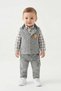 Baby Boy 3-Piece Set with Lion Figure Knitted Vest; Knit Vest, Shirt, and Denim Pants - 2