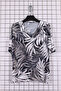 Women's Plus Size Lycra V-Neck Stone Patterned Short Sleeve Mom T-Shirt Combed Cotton Blouse - 2