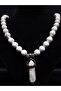 White Color Natural Howlite Stone Necklace and Bracelet Set - 2