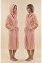 100% Cotton Women's Hooded Bathrobe with Pockets - 3